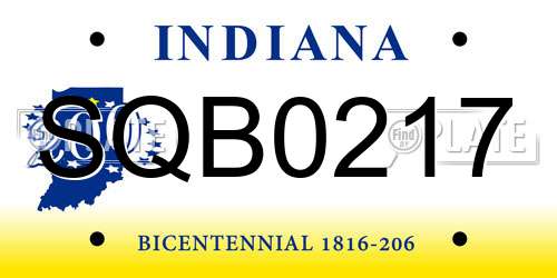 SQB0217 Indiana License Plate
