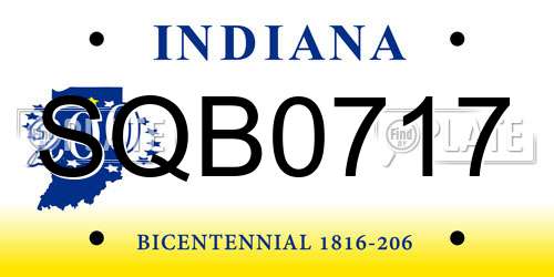 SQB0717 Indiana License Plate