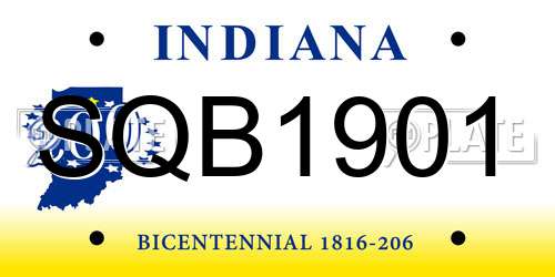 SQB1901 Indiana License Plate