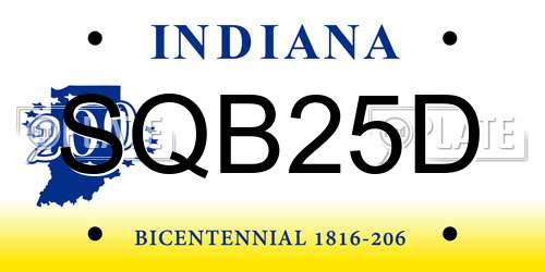 SQB25D Indiana License Plate