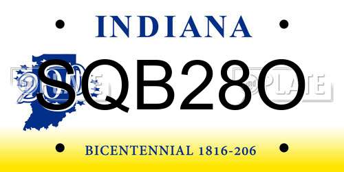SQB28O Indiana License Plate