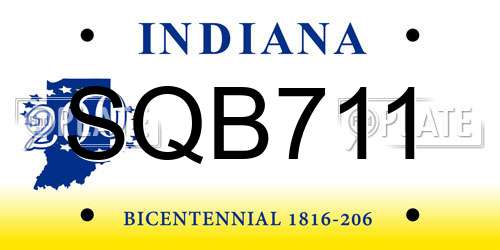 SQB711 Indiana License Plate