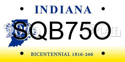 SQB75O Indiana License Plate