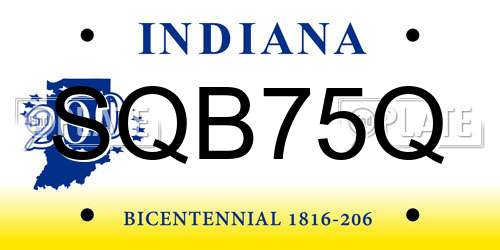SQB75Q Indiana License Plate