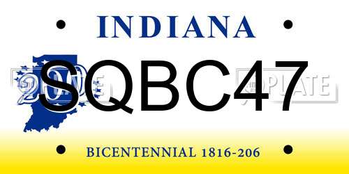 SQBC47 Indiana License Plate