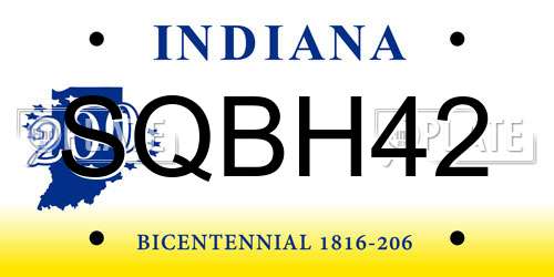 SQBH42 Indiana License Plate