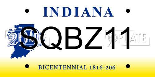 SQBZ11 Indiana License Plate