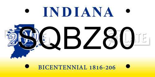 SQBZ80 Indiana License Plate