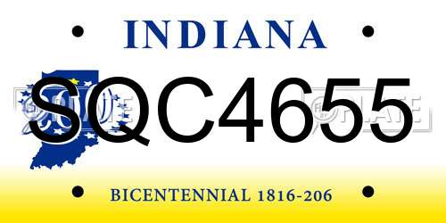 SQC4655 Indiana License Plate