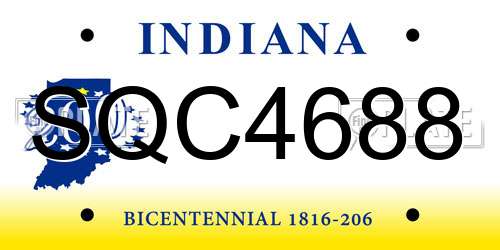 SQC4688 Indiana License Plate