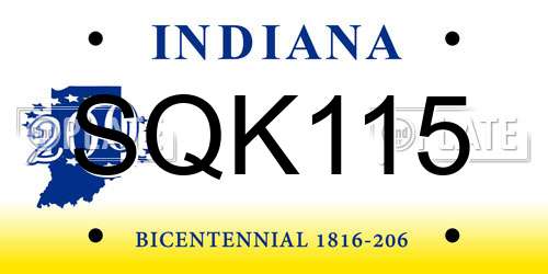 SQK115 Indiana License Plate