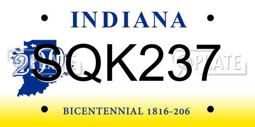 SQK237 Indiana License Plate