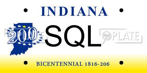 SQL Indiana License Plate