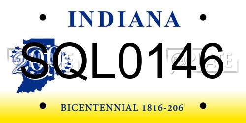 SQL0146 Indiana License Plate