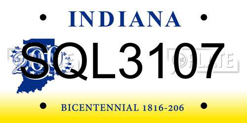 SQL3107 Indiana License Plate