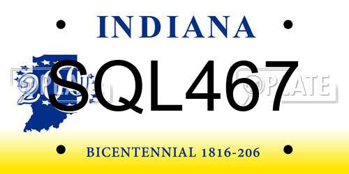 SQL467 Indiana License Plate
