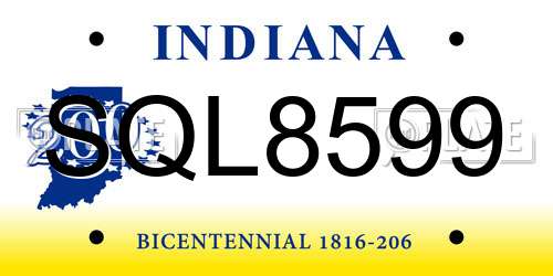 SQL8599 Indiana License Plate