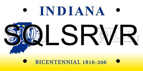SQLSRVR Indiana License Plate