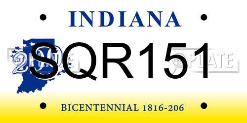 SQR151 Indiana License Plate