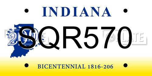 SQR570 Indiana License Plate