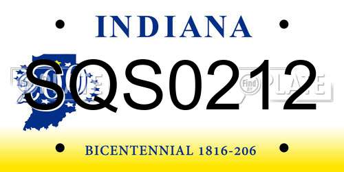 SQS0212 Indiana License Plate
