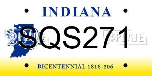 SQS271 Indiana License Plate