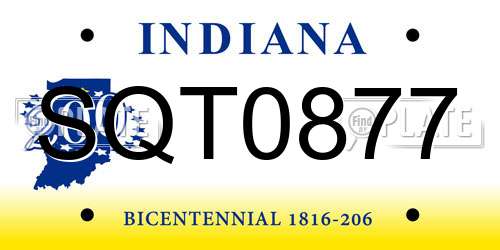 SQT0877 Indiana License Plate