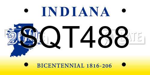 SQT488 Indiana License Plate