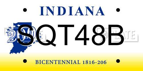 SQT48B Indiana License Plate