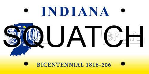 SQUATCH Indiana License Plate