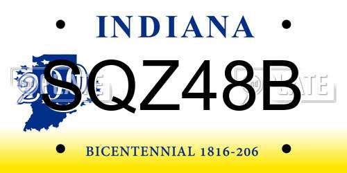SQZ48B Indiana License Plate