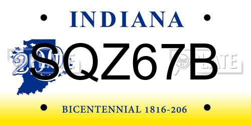 SQZ67B Indiana License Plate