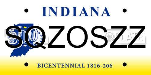 SQZOSZZ Indiana License Plate