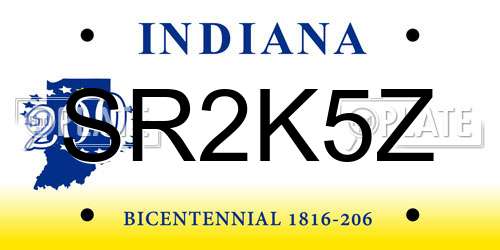 SR2K5Z Indiana License Plate