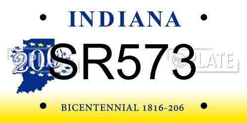 SR573 Indiana License Plate