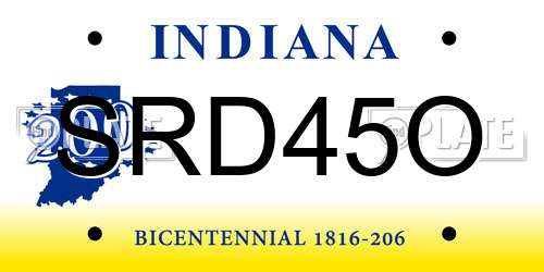 SRD45O Indiana License Plate