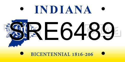 SRE6489 Indiana License Plate