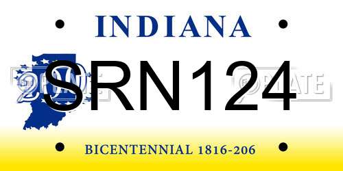 SRN124 Indiana License Plate