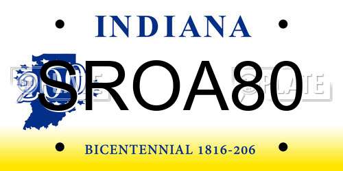 SROA80 Indiana License Plate