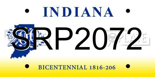 SRP2072 Indiana License Plate