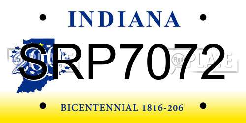 SRP7072 Indiana License Plate