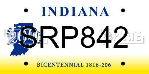 SRP842 Indiana License Plate