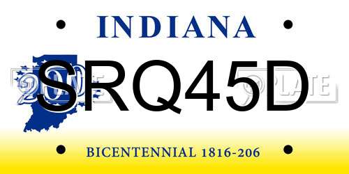 SRQ45D Indiana License Plate