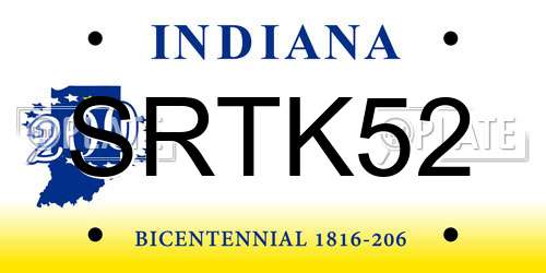 SRTK52 Indiana License Plate