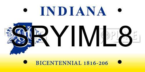 SRYIML8 Indiana License Plate