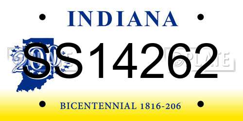 SS14262 Indiana License Plate