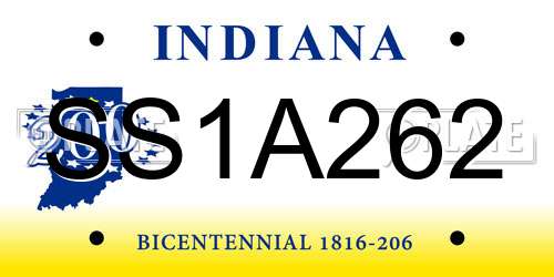 SS1A262 Indiana License Plate