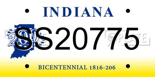 SS20775 Indiana License Plate