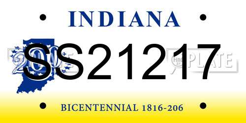 SS21217 Indiana License Plate
