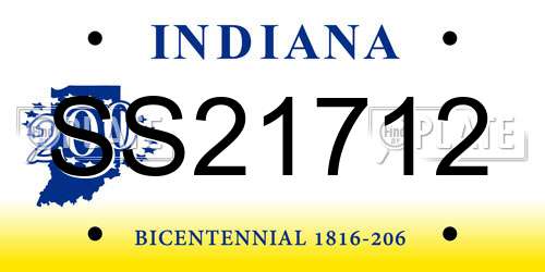 SS21712 Indiana License Plate